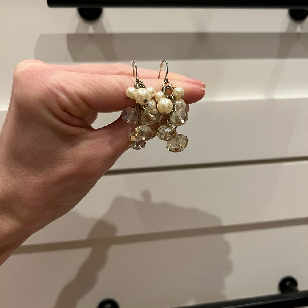 Champagne crystal and pearl earrings